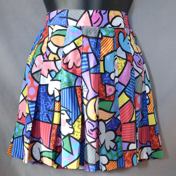 Vintage 90s TAIL Colorful Graphic Print Mini Skirt - Picture 3 of 8